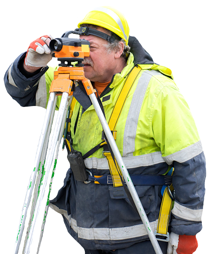 topógrafo tomando medidas